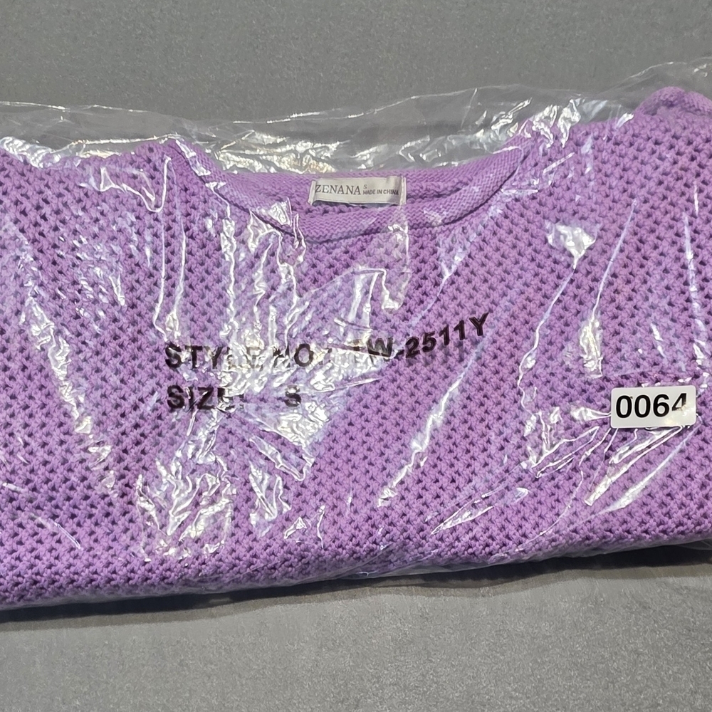 Zenana Outfitters New In Poly Lavender Knit Sweater Small PTP 28 Length 21 - Picture 4 of 7